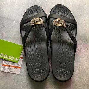 Crocs Sanrah Circle Sandal-Black/charcoal,Size 11